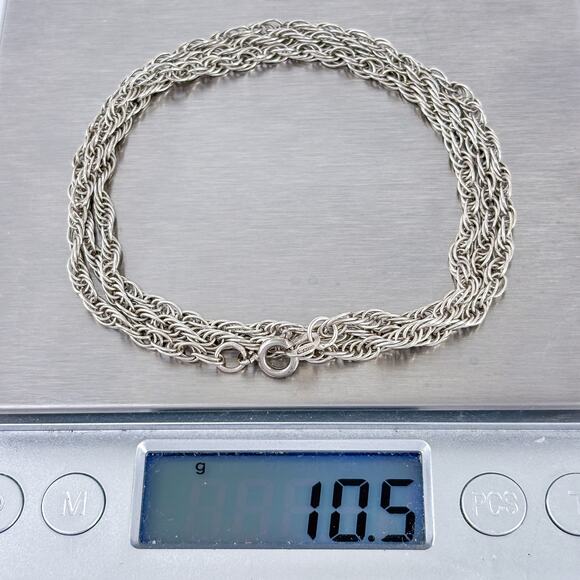 Vintage Sterling Silver 925 Rope Chain Necklace 24" - Picture 3 of 3